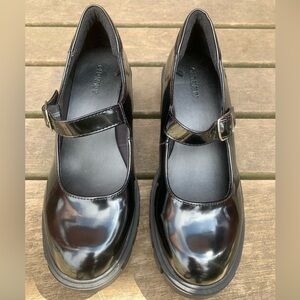 Old Navy Black Faux Leather Chunky Heel Mary Jane Shoes Size 8